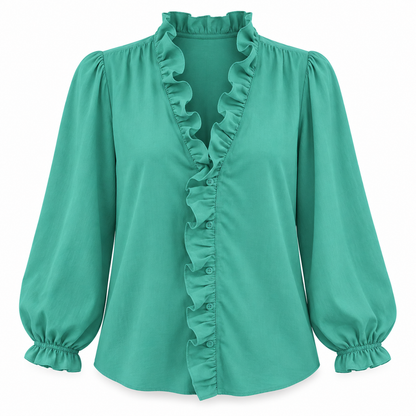 Ruffle V-Neck Blouse