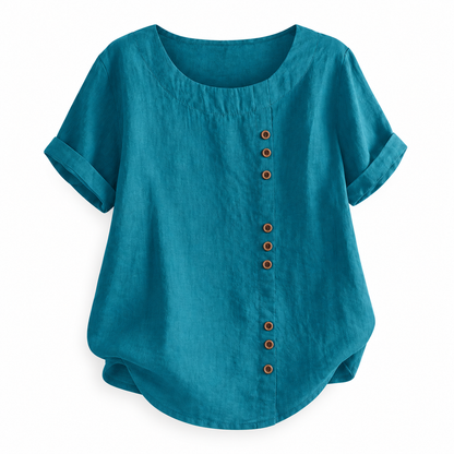 Top boutonné décontracté coton-lin