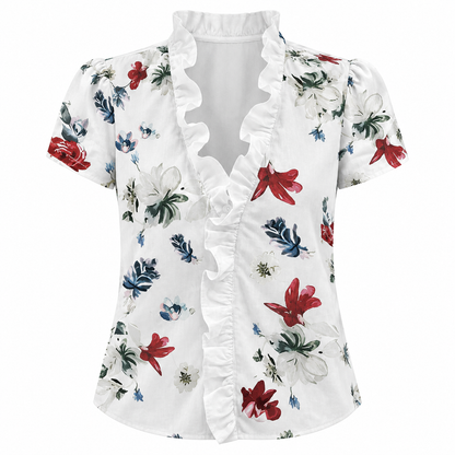 Ruffle V-Neck Blouse