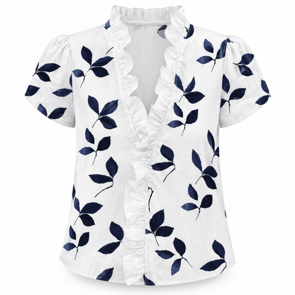 Ruffle V-Neck Blouse