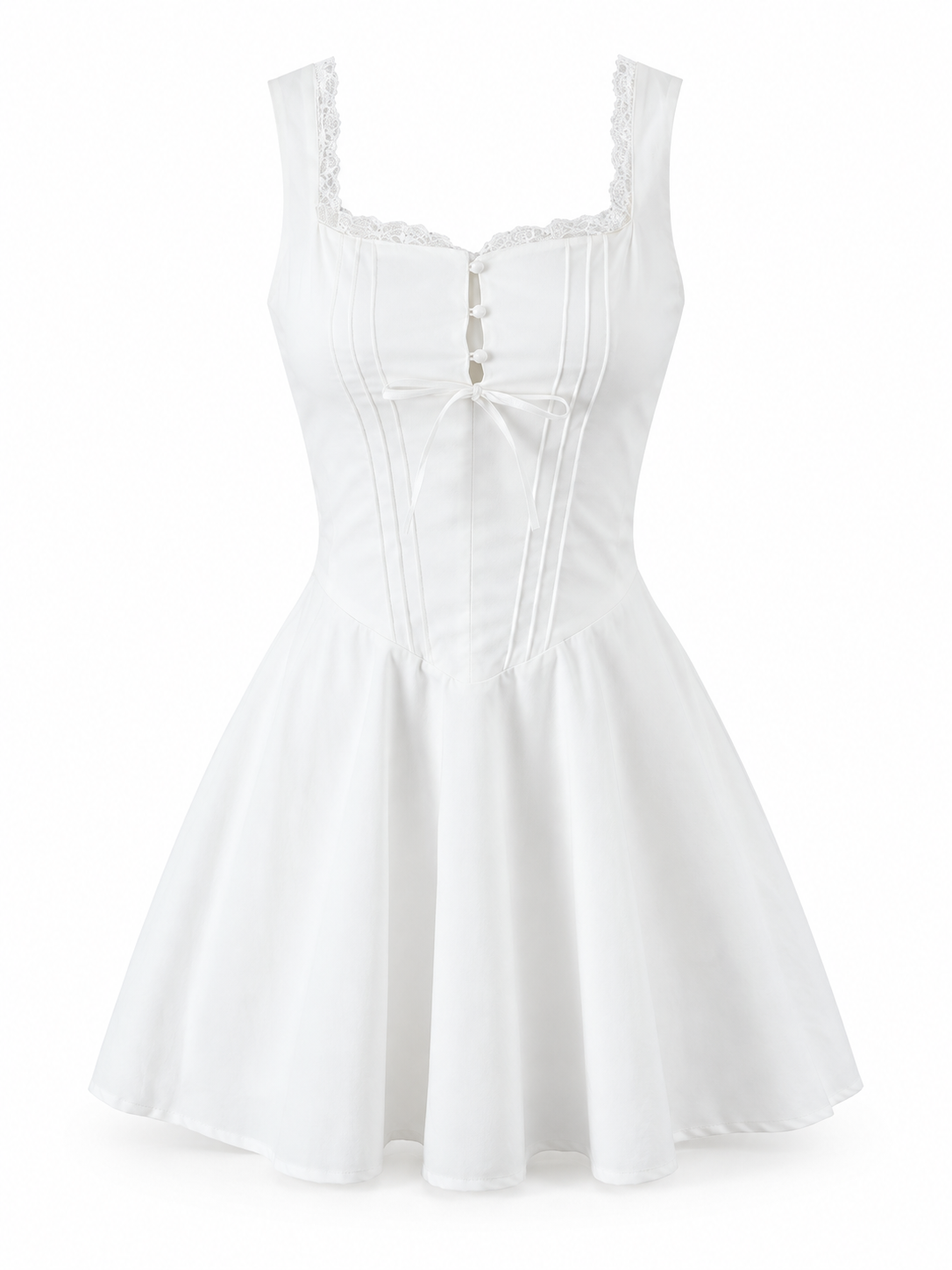 White Lace-Up Mini Dress product view