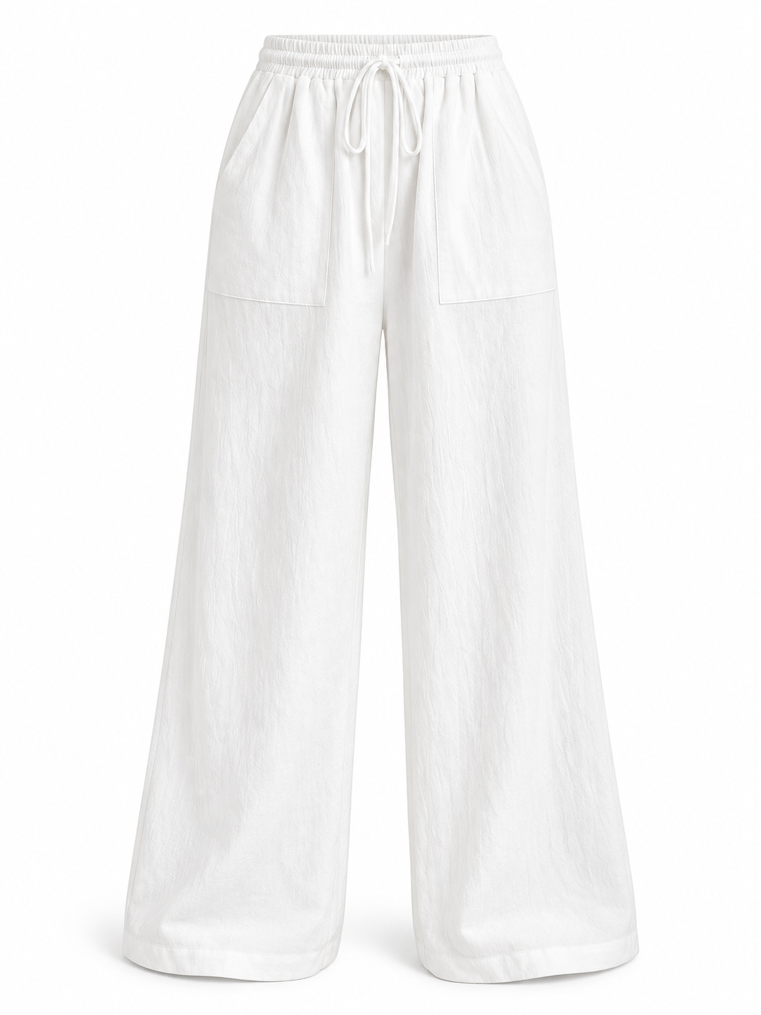 White Relaxed Wide-Leg Trousers product view