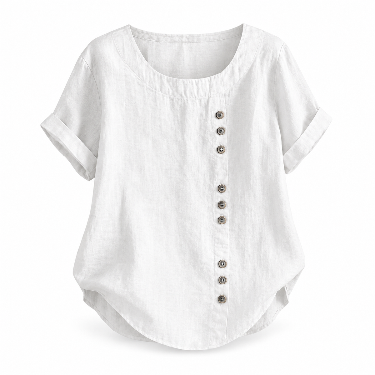 Top boutonné décontracté coton-lin