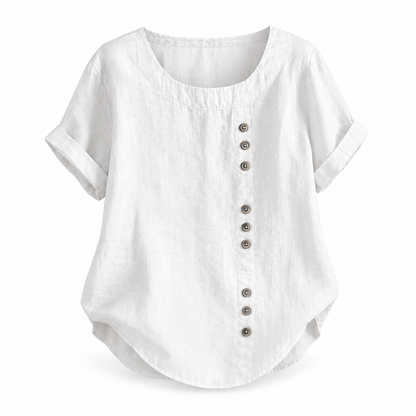 Top boutonné décontracté coton-lin