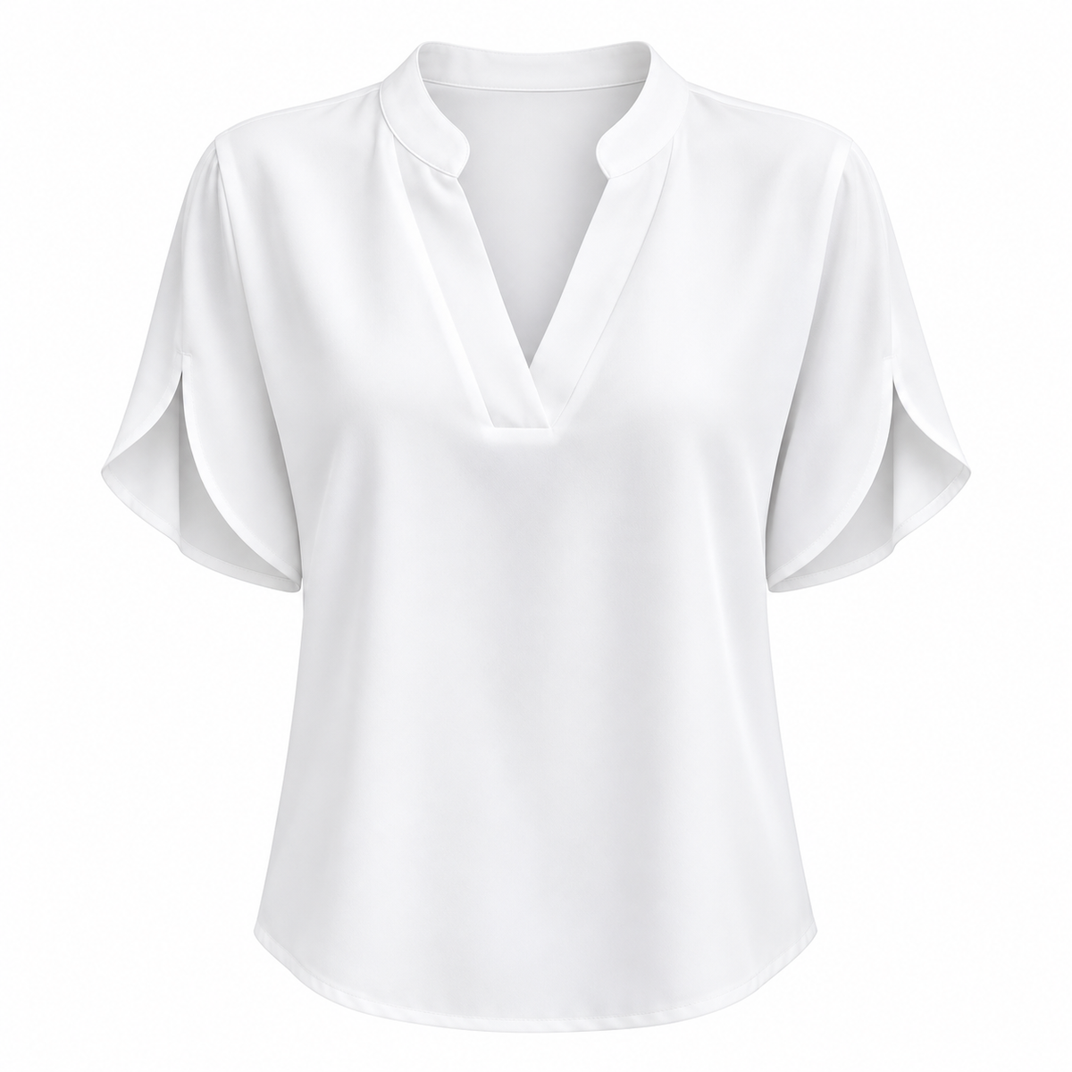 Relaxte Blouse met V-Hals en Korte Mouwen