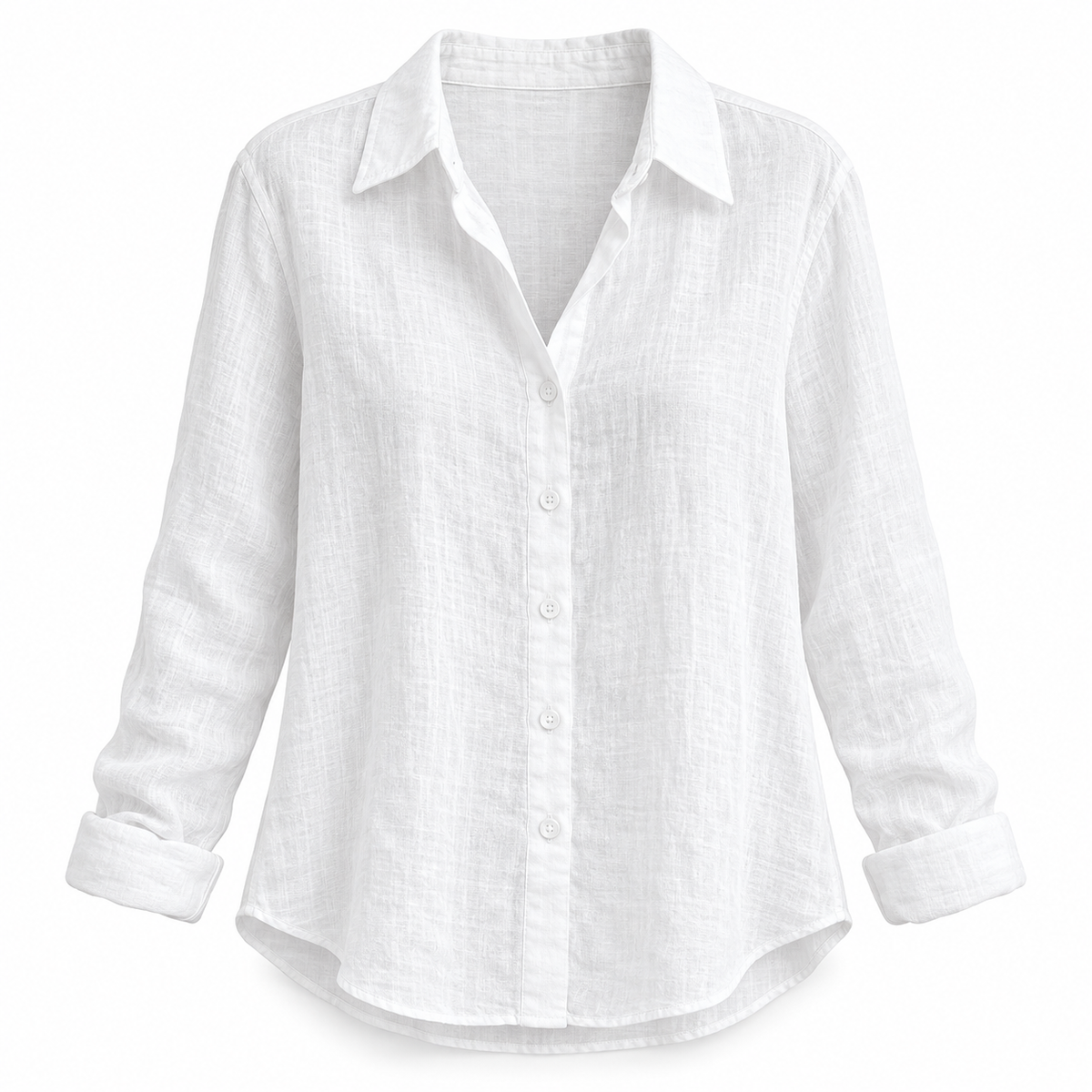 White Relaxed Long-Sleeve Button Shirt product view