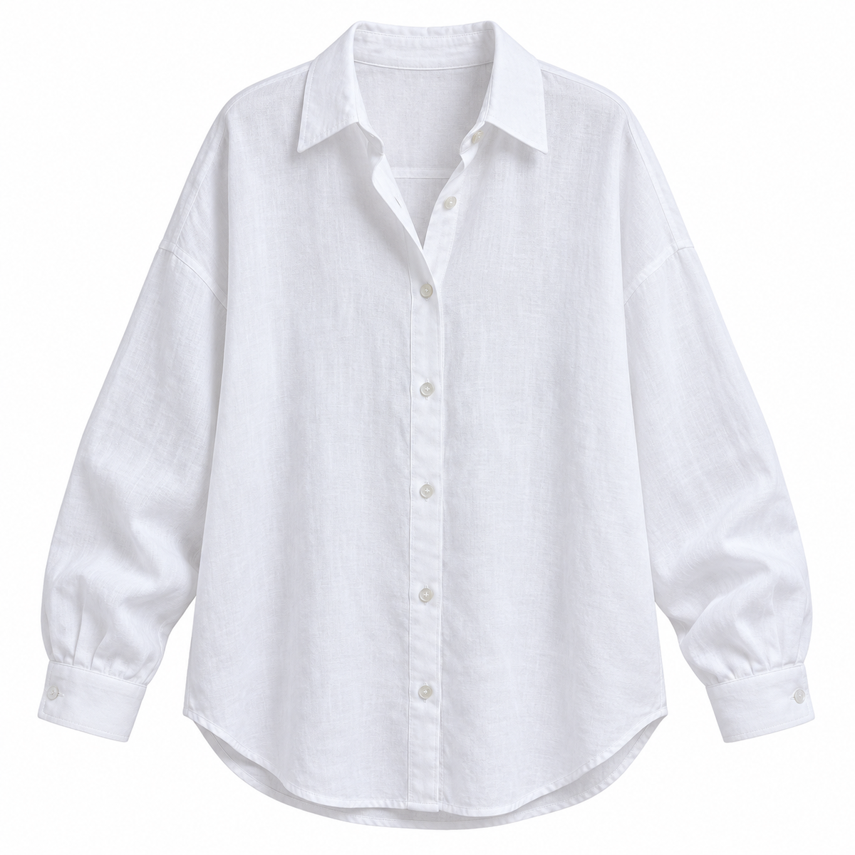 White Relaxed Loose-Fit Button Shirt product view