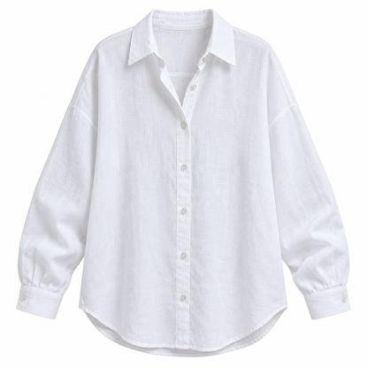 White Relaxed Loose-Fit Button Shirt product view