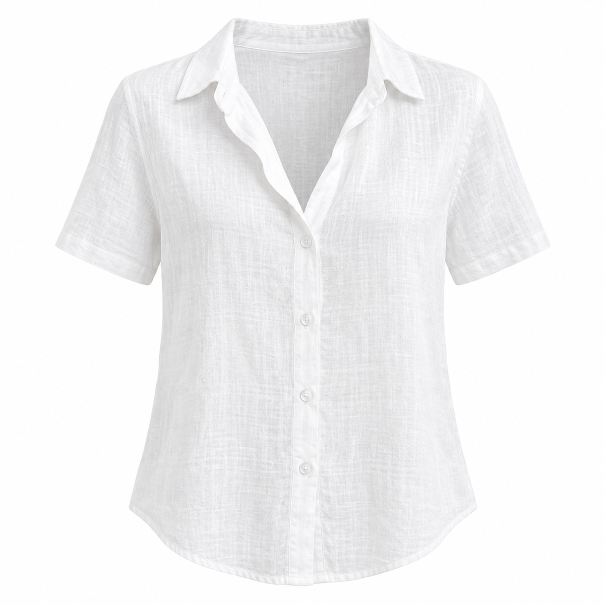 White Relaxed V-Neck Summer Blouse product view