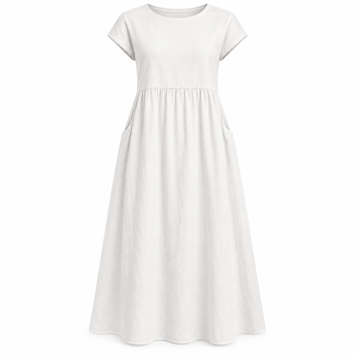 Relaxed Linen-Blend Midi Dress