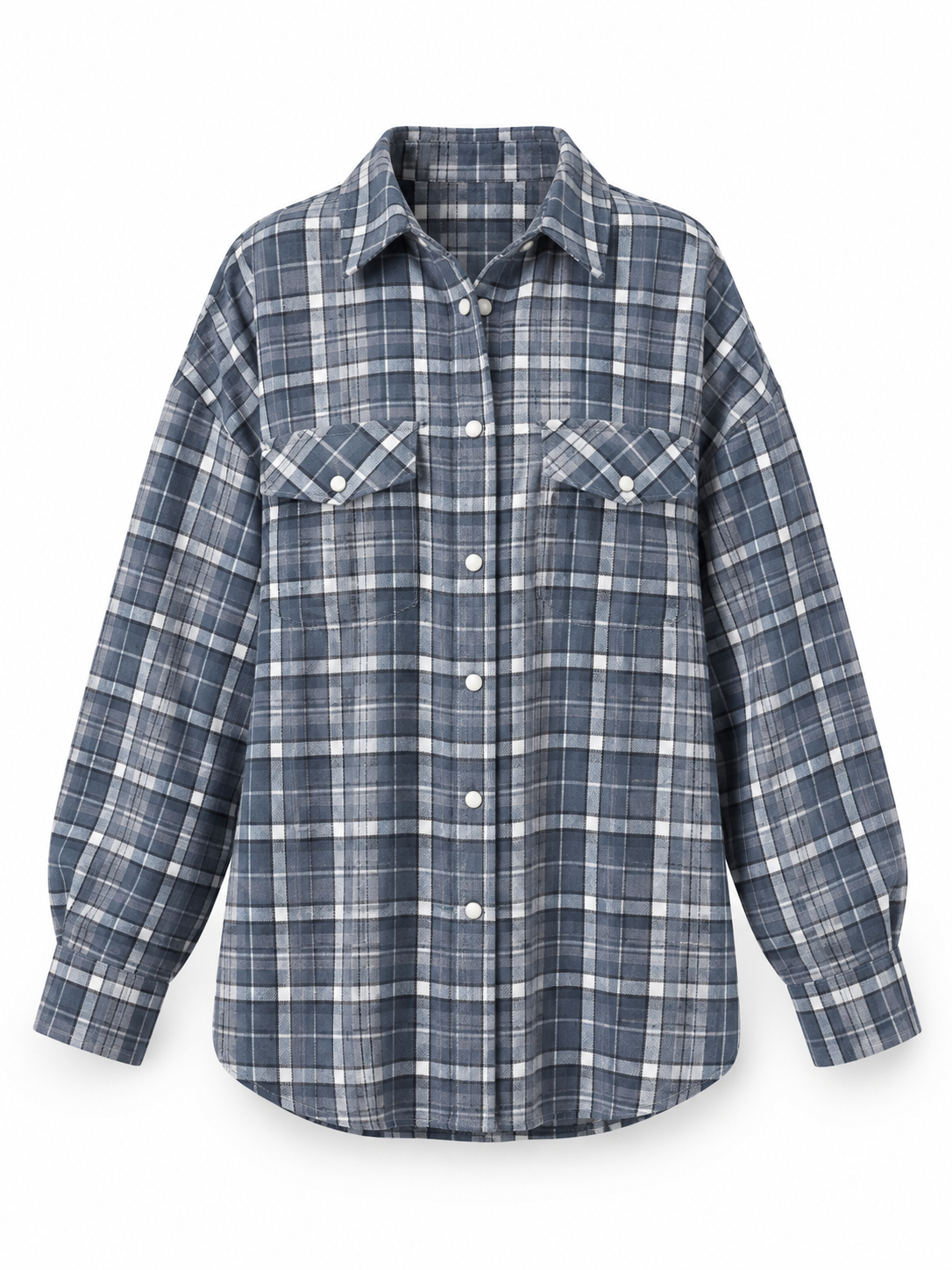 White slate plaid Oversized Plaid Shirt product view