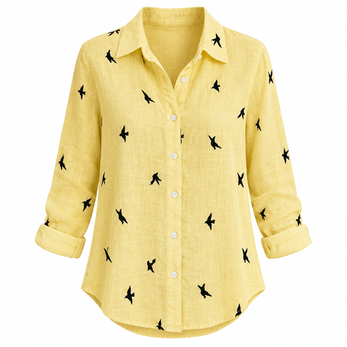 Yellow bird Relaxed Long-Sleeve Button Shirt product view
