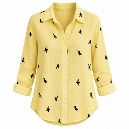 Yellow bird Relaxed Long-Sleeve Button Shirt product view