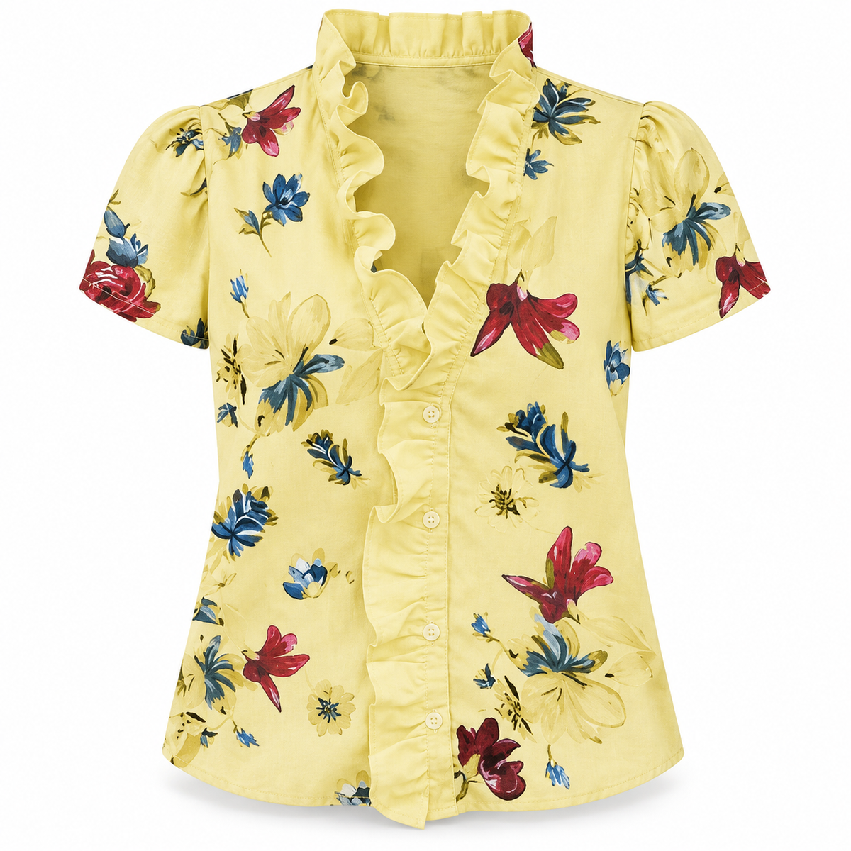 Ruffle V-Neck Blouse