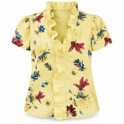 Ruffle V-Neck Blouse