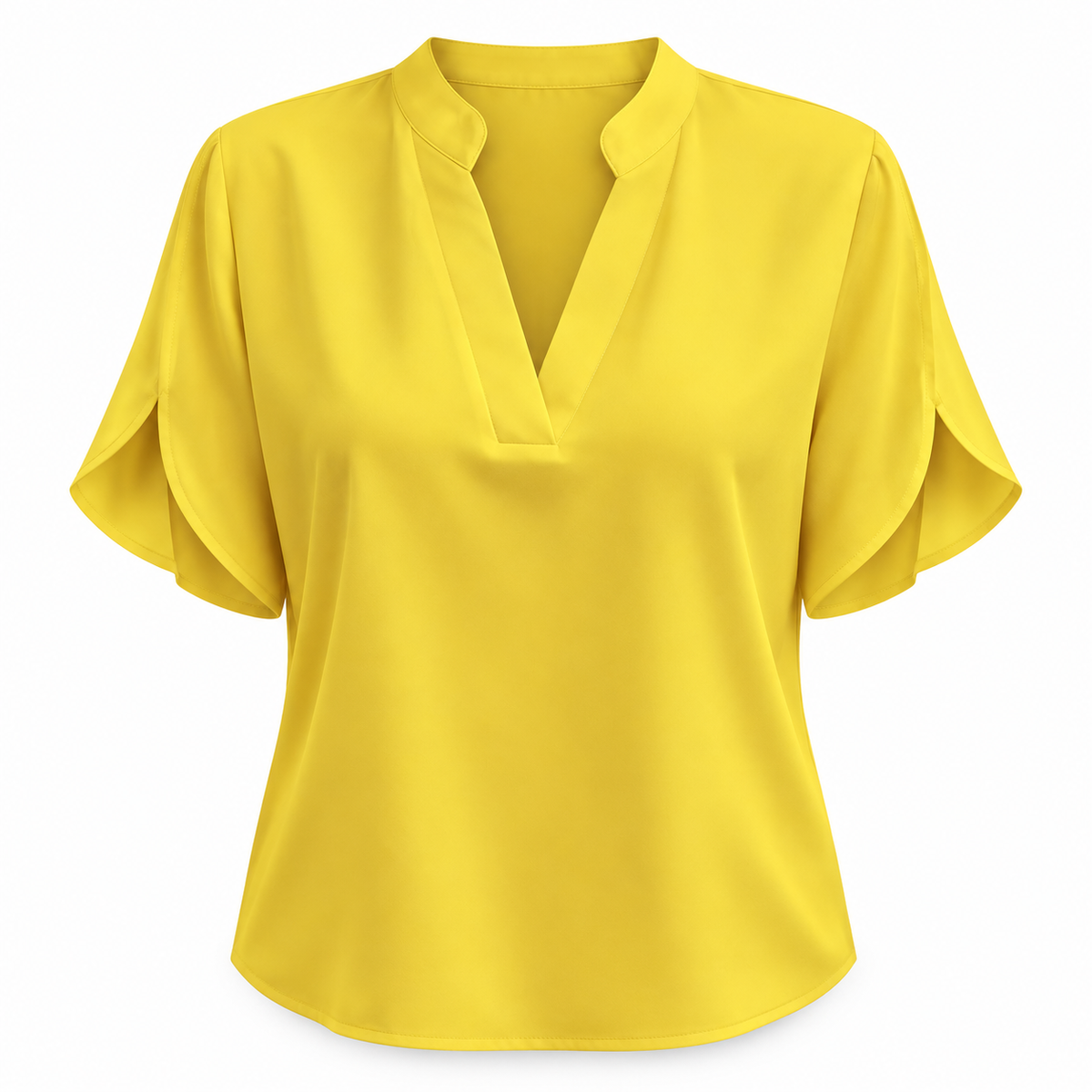 Relaxte Blouse met V-Hals en Korte Mouwen
