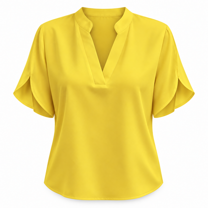 Relaxte Blouse met V-Hals en Korte Mouwen