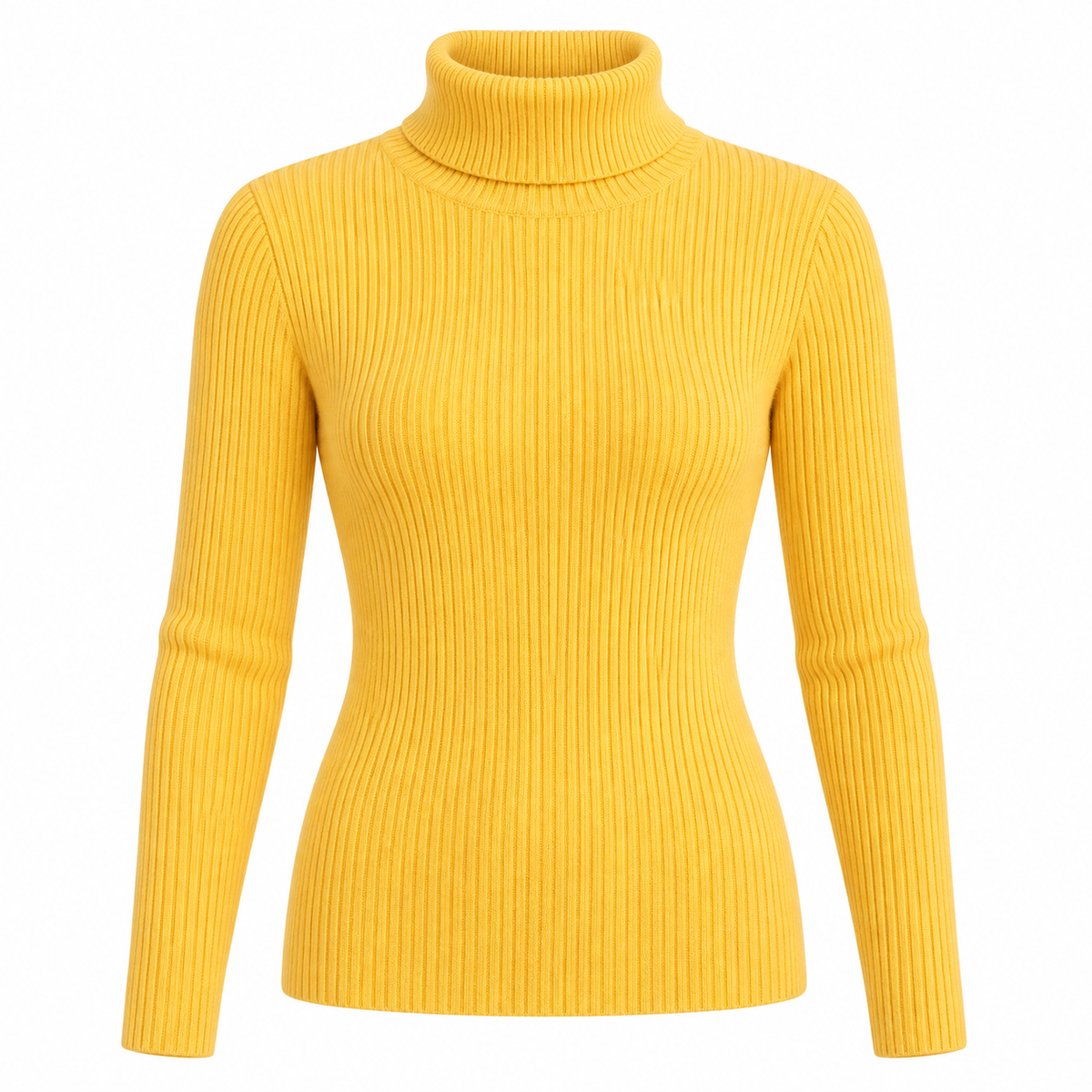 Yellow Soft Turtleneck Knit Sweater product view