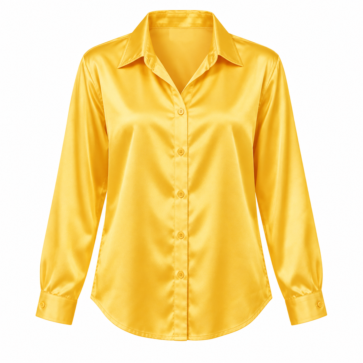 Yellow Satin-Look Long-Sleeve Shirt product view
