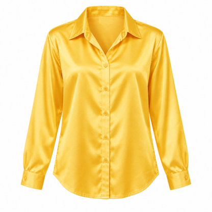 Yellow Satin-Look Long-Sleeve Shirt product view
